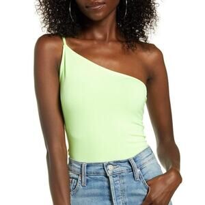New ~ LEITH ~ Neon Green One Shoulder Bodysuit Size S
